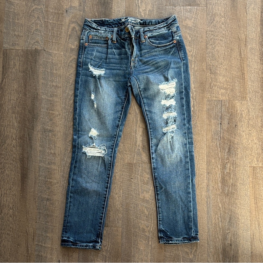 American Eagle Outfitters Ripped Blue Skinny Jeans